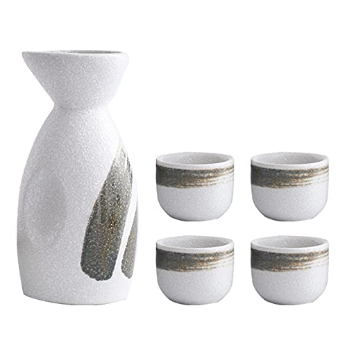 Creative Ceramic Wine Set-Sake and White Wine Small Wine Pot-High Temperature Kiln to Change Shochu Wine Pot Set,Style one Cups (Style Three Q)
