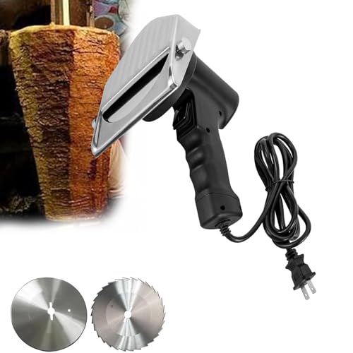 Cortador de shawarma de acero inoxidable comercial, cuchillo inalámbrico para shawarma, cortador profesional de kebab turco con 2 cuchillas, 2 baterías, para shawarma de 0 a 8 mm,stripline