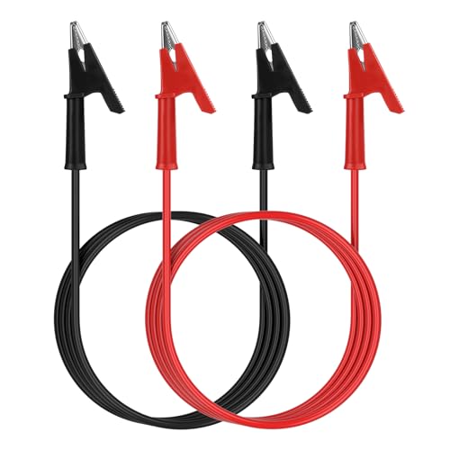 AXFEE 2 PCS Ensemble de Fils de Test Electriques à Pinces Crocodiles, 3.3ft/1M, Câble De Fil De Crocodile à Double Extrémité avec Clips Isolants, Clips...