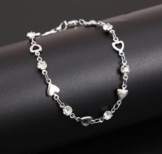 To My Daughter Bracelet, Silver Heart Chain Bracelet with Shiny Stones, Perfect Birthday or Graduation Christmas Gift for Daughter with Message Card Gift Box - Image 7