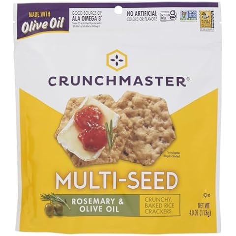 Crunchmaster, Crackers Multi Seed Rosemary Olive Oil Gluten Free, 4 Ounce Cover