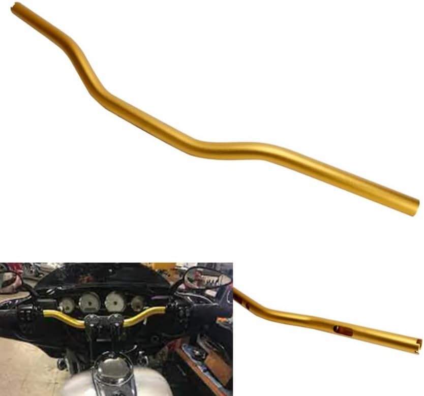 1" (25.4mm) Club Style Moto Bars –CNC Aluminum Handlebar 32" Width for Harley Dyna Low Rider FXDLS Fat Street Bob FXDF FXDB FXBB Sportster (Gold)