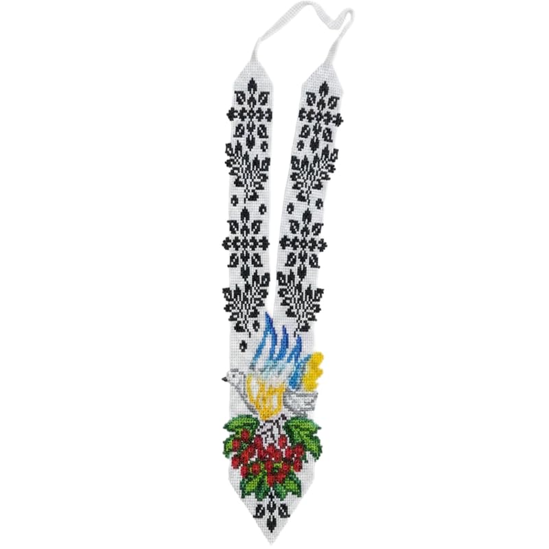 Collier ukrainien Gerdan perles de rocaille bijou traditionnel fait main