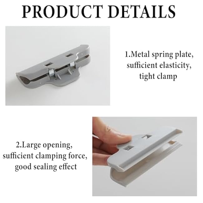 Chip Clips Bag Clips for Food,6 Pcs Grey Wide Bag Clip for Food Storage