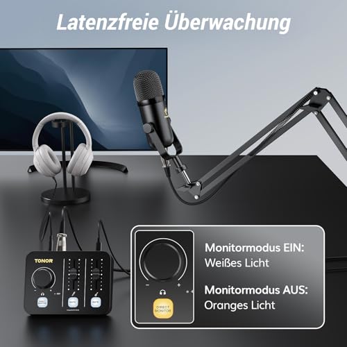 TONOR Podcast Equipment Bundle, Audio Mixer with Dynamic Microphone and Boom Arm Set, XLR Mic with Studio Audio Interface, Desk Mic Arm, All-in-One Pack for Recording, Podcasting, Streaming, POD-1