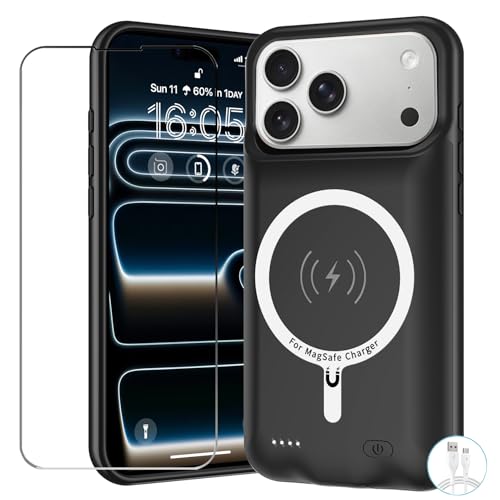 YINGYKJ Battery Case for iPhone 17 Pro Max Upgraded 12000mAh Pack Rechargeable Charger Case with Wireless Charging Compatible for iPhone 17 Pro Max (6.9 inch) External Battery Charging Cover (Black)