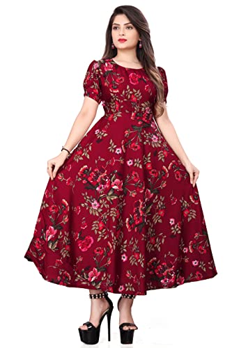 Image of FLARED ALINE MAXI DRESS WITH FLORAL PRINT FOR WOMEN