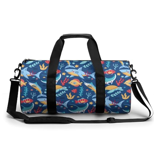 Sac de voyage requin cartoon idéal pour le camping et les sorties week-end