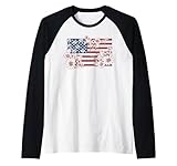 Trendy Apparel USA Unites States of America Flower Flag Manche Raglan