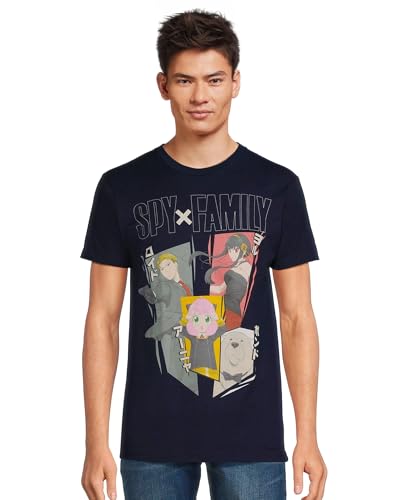 Spy X Family T-Shirt Mens Forger Family Design Adult Short Sleeve Tee (Medium) Black