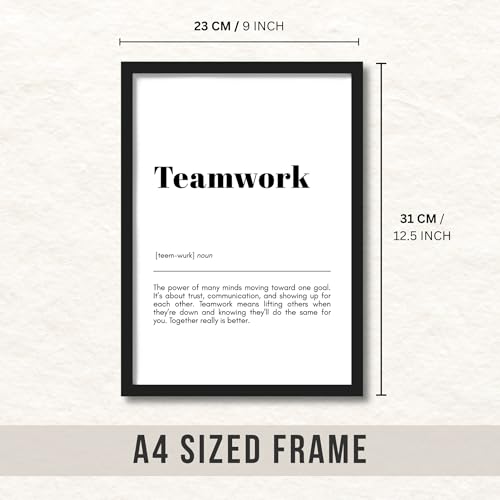 Image of ArtAction Teamwork Wall Frame Poster | Motivational Office Word Art for Workplace & Study Room | A4 Size | Framed Typography Poster | Wall Decor Gift for Professionals, Teams & Leaders