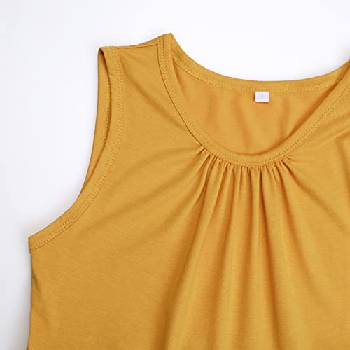 Momood Maternity Tank Top Crew Neck Sleeveless Maternity Shirt Loose Ruffle Hem Maternity Peplum Top Summer Yellow M #TOP4