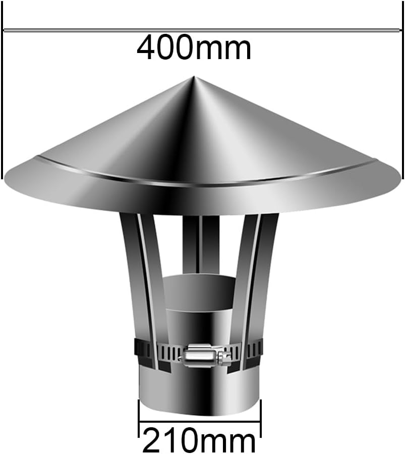 Stainless Steel Roof Cowl Stove Log Burner Chimney Cap Flue Pipe Cover Hat Chimney Pot Roof Cowl rain Cover Easy Installation 80-300mm(210mm/8.26in)