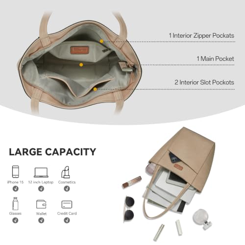 Image of Tote Bag for Women,Large Capacity Straw&Vegan Leather Tote Purses for Women,Shoulder Bags For Daily Travel Work Beach