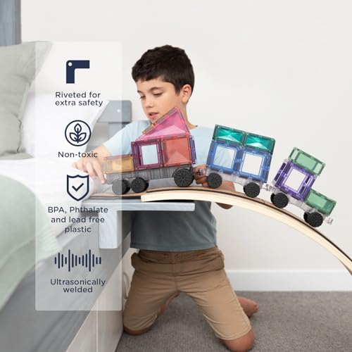 CONNETIX Pastel Transport Pack — 50-Piece Magnetic Tiles with Wheels — view 3