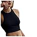 Produktbild KIMODO Crop Tops Damen Einfarbig Sommer Rundhalsausschnitt Hemd Sexy Bauchfreie Schwarz Weiß Oberteile Kurzarm T-Shirts Tunika (Schwarz, L)