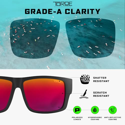 Image of TOROE Z87+ Polarized Safety Sunglasses Matte Black TR90 Frame, ANSI Rated Lens