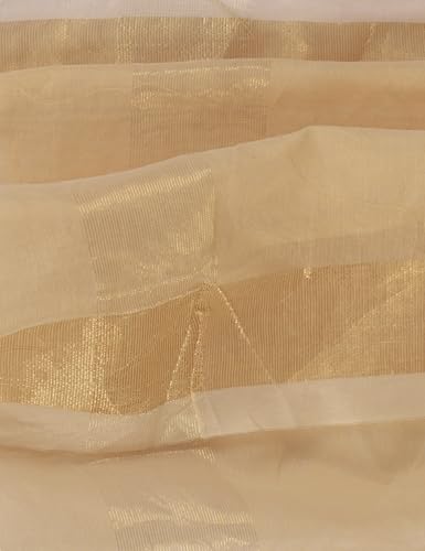 Image of YOUTHQUAKE Women's Chanderi Plain Silk Dupatta with Golden Border & Tassels