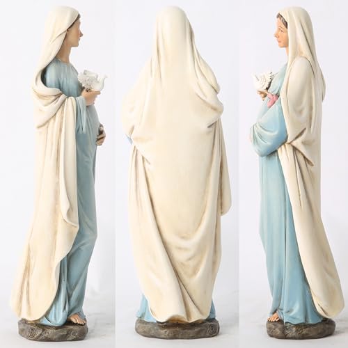 BC Katolicka figurka matki w ciąży, 21 cm wys. Figurka przyszłej Maryi, ręcznie malowana, religijne prezenty dla kobiet w ciąży, oddany wystrój domu, klasyczna rzeźba renesansowa od Buildclassic