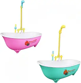 Banheira de Brinquedo para Pássaros, Acessório para Banho de Aves com Chuveiro Banheira Automática Para Calopsita Sai Agua de Verdade (Verde)