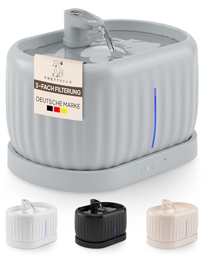 KABELLOS Pretty Paw© Katzenbrunnen mit Bewegungsmelder I Premium Trinkbrunnen für Katze mit Induktionspumpe & 45 Tagen Akku I Wasserbrunnen für...
