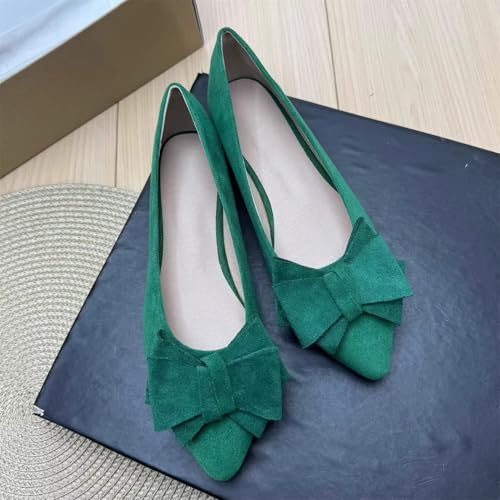 Image of TN TANGNEST Women's Flats Comfortable Dressy Slip On | Pointed Toe Bow Ballet Shoes, Business Casual Office Flats, Suede Flat Shoes