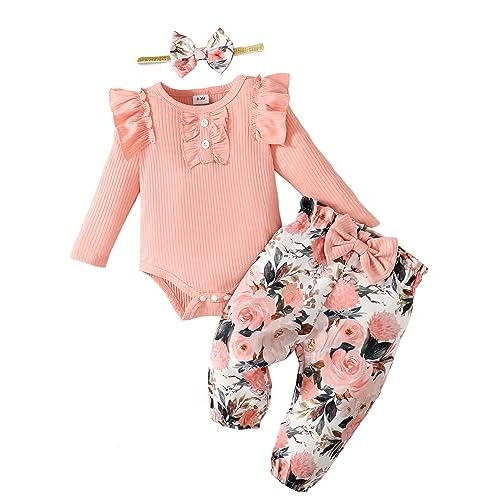 Mioglrie Baby Girl Clothes Newborn Infant Clothes Girl Romper Pant Set Toddler Girl Outfits Cute Baby Girls’ Clothing