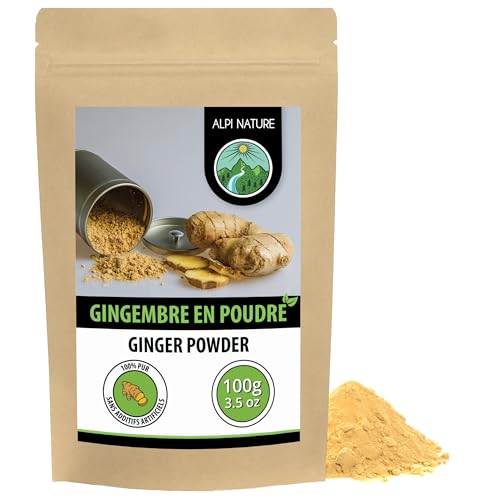 Alpi Nature Gingembre en Poudre 100g, Racine de Gingembre Séchée et Moulue pour la Cuisine
