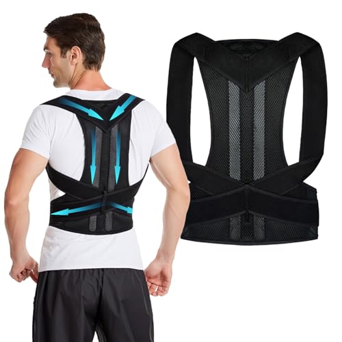 Posture correction belt for men and women, back support posture correction belt with breathable adjustable shoulder straps for improved lumbar support belt, back support to prevent hunchbacks (XL)