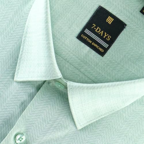 Image of 7-DAYS Premium Men's Formal Shirts - Cotton Rich, Textured Self-Design, Full Sleeve, Regular Fit, Wrinkle Resistant, with Pocket - Perfect for Office