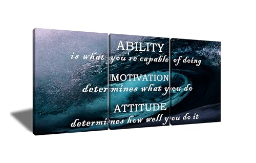 Inspirational Canvas Wall Art Motivational Entrepreneur Quotes Positive Posters Print Ocean Picture Painting Artwork for Home Bedroom Bathroom Wall Decoration Stretched and Framed [36''W x 16''H]