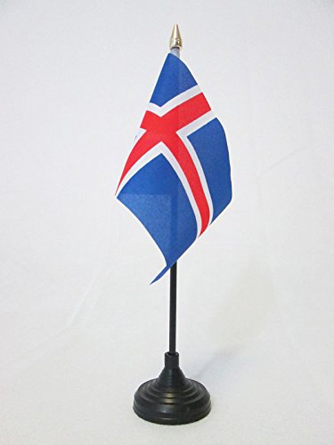 AZ FLAG - Tischflagge Island - 15x10 cm Goldene Splitze - Isländische Tischfahne 10 x 15 Cm - Flaggen