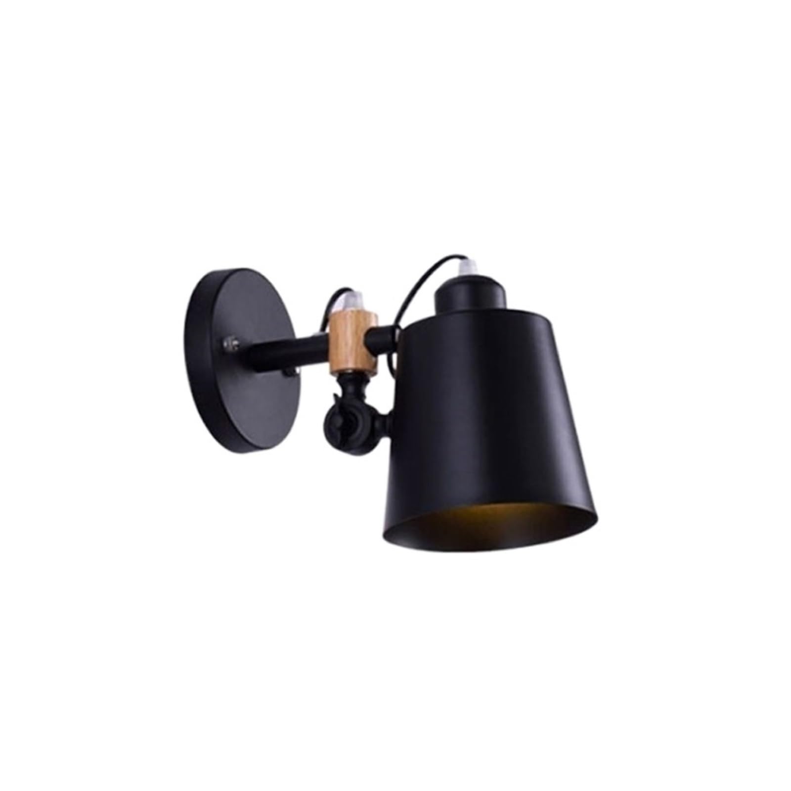 KXEcoLife Japanese Style Iron Wall Sconces E27 Metal Lamps Retro Farmhouse Sconce Plug-in Salt Lamp Suitable for Tea Room, Bedroom, Hallways Lighting Fixture/Noir