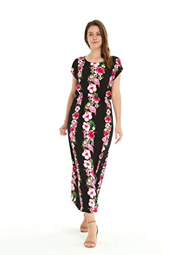 Image of Hawaii Hangover Women's Hawaiian Cap Sleeve Maxi Dress Signature Prints