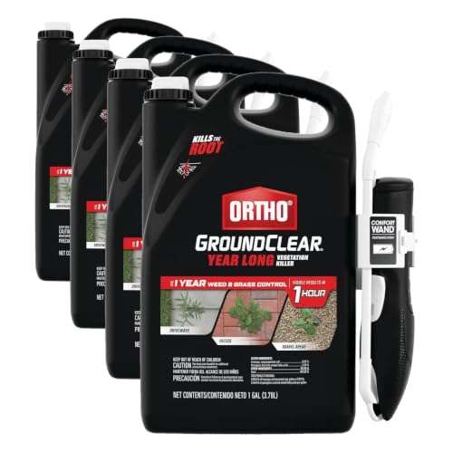Image of Ortho GroundClear Year Long Vegetation Killer with Comfort Wand - Ready-to-Use Weed Killer Spray, Kills Weeds and Grasses, Prevents Unwanted Growth for up to 1 Year, 1 gal. (Pack of 4)