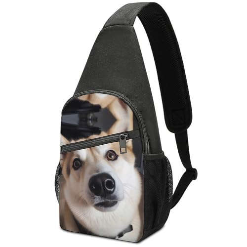 Bolso cruzado para pecho estilo casual con diseño de perro miniatura 1