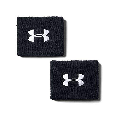 Under Armour Men's 3-inch Performance Wristband 2-Pack , Black (001)/White , One Size Fits All