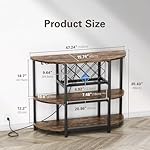 Zarler Bar Table Cabinet with Power Outlet, LED Home Mini Bar Cabinet for Liquor, Metal Wine Bar Stand with 4-Tier Storage, Easy to Assemble, Brown - Image 3