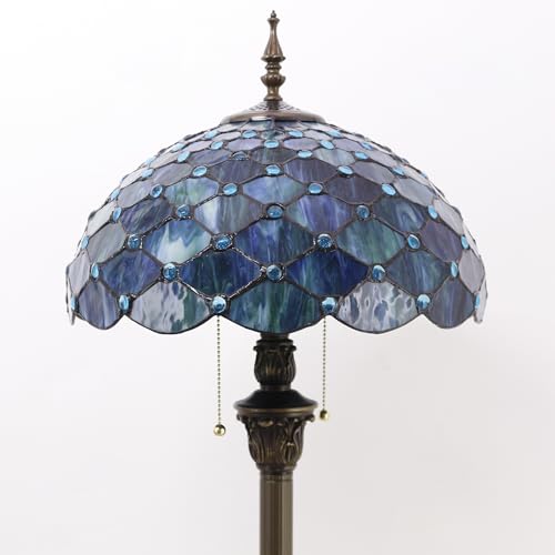 tiffany floor lamp stained glass lamp 16x16x70 inch antique standing reading light sea blue pearl