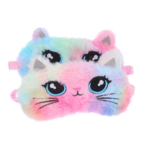 YOSADIER 2個 かわいい猫の大きな目プラッシュスリープマスク ふわふわ肌触り快適 睡眠用遮光アイマスク 女の子 女性 向け ナイトナップ用