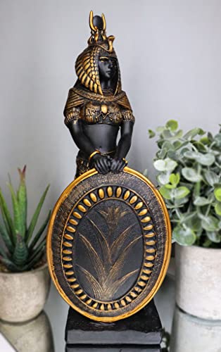 Ebros Egyptian Theme Isis Holding Shield Goddess Of Magic And Nature Black And Gold Finished Resin Statue Gods Of Egypt Historical Ancient Civilization Decor Sculpture Figurine #TOP5