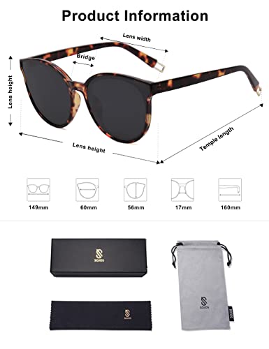 Sojos Fashion Round Sunglasses For Women Men Oversized Vintage Shades Sj2057, Tortoise/Grey #TOP5