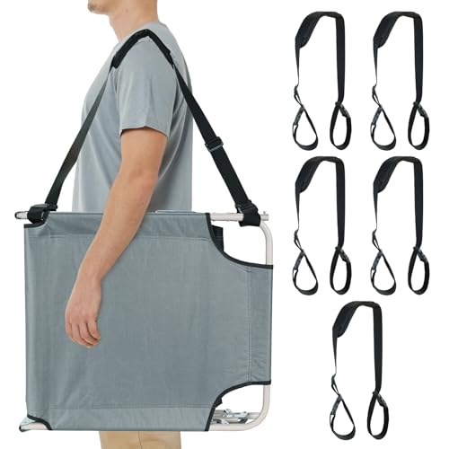 AMGSH 5Pcs Carrying Strap for Folding Chairs, Adjustable Shoulder Straps Beach Chair Straps for Carrying Ideal for Yoga Mats, Camping and Outdoor Activities (Black, 5 Pcs)
