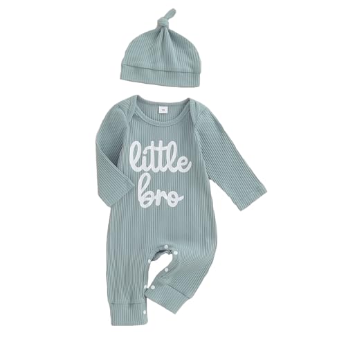 Image of MERSARIPHY Newborn Boy Outfits Going Home From Hospital Romper New To The Crew Little Brother Baby One Piece Jumpsuit Clothes