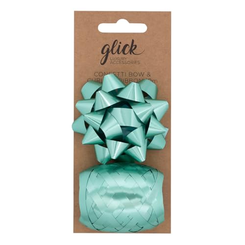 Glick Luxury Bow & Curling Ribbon for Gift Wrapping Arts & Crafts Aqua Bow 7cm x 7cm Aqua Ribbon 10 metres