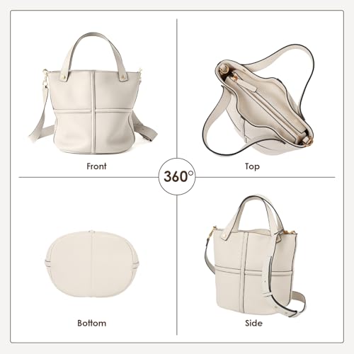 Image of Leather Bucket Crossbody Bags for Women, Adjustable Strap | Durable Leather Develops A Patina, Top Handle & Adjustable Strap, Roomy Bucket Fits Daily Essentials for Work & Casual Use