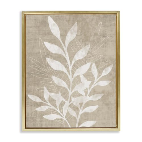 Neutral Plant Leaf Collage, 17 x 21 Inch Canvas in Floater Frame