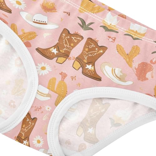Wusikd Cute Cowgirl Cowboy Girls' Underwear Cotton Boots Cactus Girls Briefs Soft Toddler Underwear 2T4