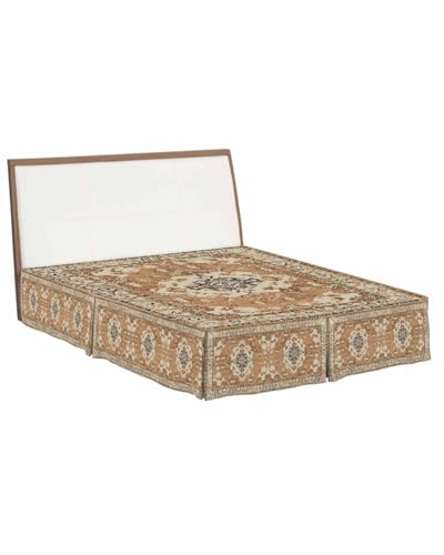 Risqiten BED SKIRT King Size 16 Inch Drop, Pleated Bed Frame Cover, Southwestern Vintage Geometric Art Sheet & Wrap Around Bed Skirts Box Spring Cover Dust Ruffle cover