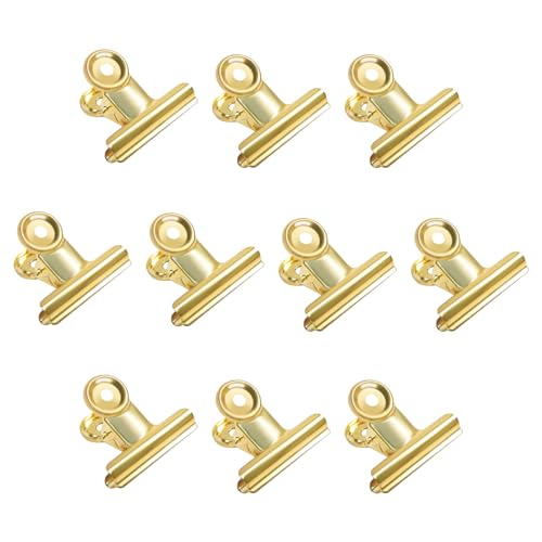 Gold Bull Hinge Paper Clips - Coideal 10 Pack 2 Inch Stainless Steel Large Metal Binder Clips for Pictures Photos, Home Kitchen, Office Supplies (50 mm)